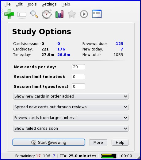 Anki: Study Options